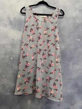 Wallflower Floral Tank Dress - Teal with Pink Blooms XL